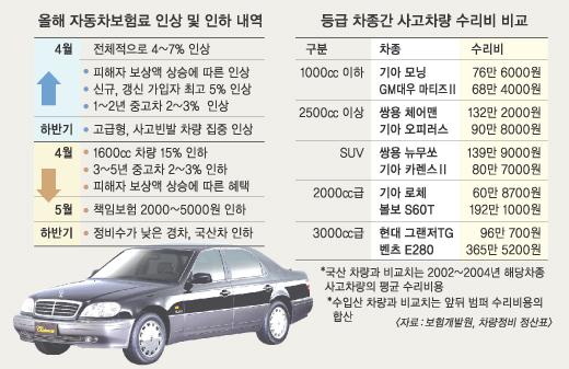 車보험료 기준 세분화 새달부터 4~7% 인상