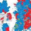 기초단체장 민주당 151:한국당 53… 풀뿌리까지 ‘파란’