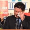 [서울포토] 눈물로 호소하는 ‘유치원 3법’ 통과