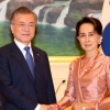 문 대통령 “미얀마, 전쟁 폐허 한국에 쌀 지원…잊지 않았다”