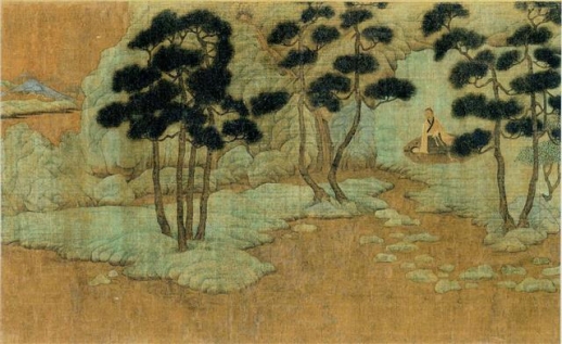 조맹부 ‘사유여구학도’ 부분, 비단에 채색,  27.4×116.3㎝, 프린스턴대학 박물관