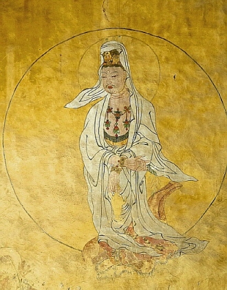 ‘백의관음’, 조선(1476년경), 무위사 극락전 후불벽