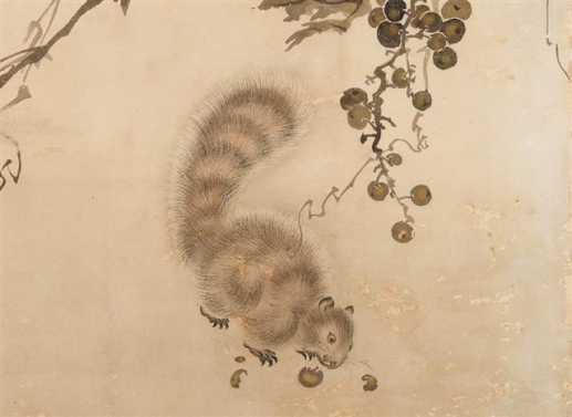 일본 에도시대 작품 ‘포도다람쥐병풍’