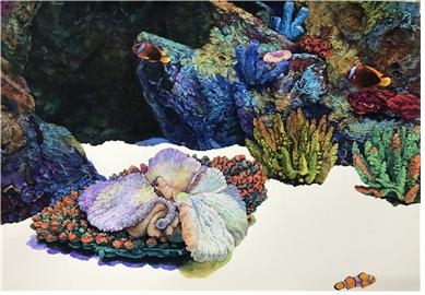 주은빈, 여행시리즈3-휴식 한 잔을 꿈꾸며, 50.5×35.5cm, watercolor on paper, 2020