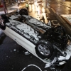 [포토] 폭설로 미끄러운 도로… 차량 전복 사고