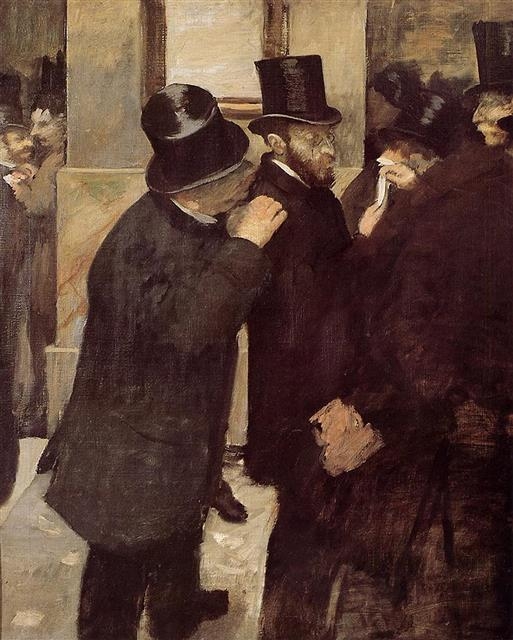 에드가르 드가 ‘증권거래소에서’, 1878~1879년 (100×82㎝, 오르세미술관, 프랑스 파리)