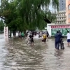 [포토] 북한 강풍 동반 폭우… 침수된 도로