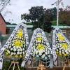 [포토] 군산 한 초등학교 앞에 놓인 근조화환