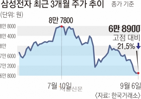 7만 전자·16만 닉스 깨졌다… ‘반도체 피크론’ 고개