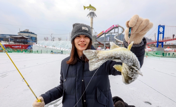 화천 산천어축제 찾은 외국인들, 두툼한 얼음판에 “원더풀”