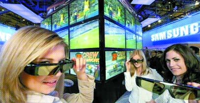 지난 1월 미국 라스베이거스에서 열린 국제전자제품박람회(CES)에서 선보인 삼성전자의 ‘3D 큐브’. 케이블TV협회 제공