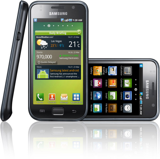 삼성전자는 ‘CTIA 2010’ 개막 첫날인 23일,  전략 스마트폰 ‘갤럭시 S(I9000)’를 공개하는 ‘삼성 모바일 언팩트(Samsung Mobile Unpacked)’를 진행했다. 사진은 삼성전자 전략 스마트폰 ‘갤럭시 S(I9000)’ 이미지. 연합뉴스