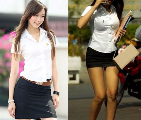 태국 여자고등학생들의 교복 착용 모습이라고 알려진 사진