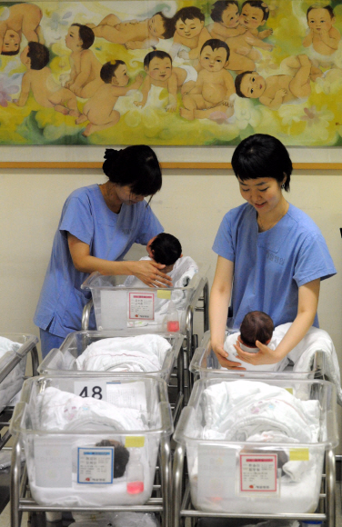 신생아실은 육아경험이 풍부한 간호사가 1일 3교대로 전담근무를 하며 아기들의 건강을 살핀다.
