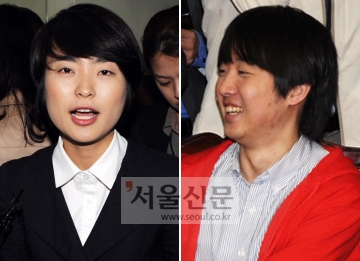 박근혜 키즈로 불리는 손수조(왼쪽) 후보와 이준석 비대위원.<br>김명국기자 daunso@seoul.co.kr
