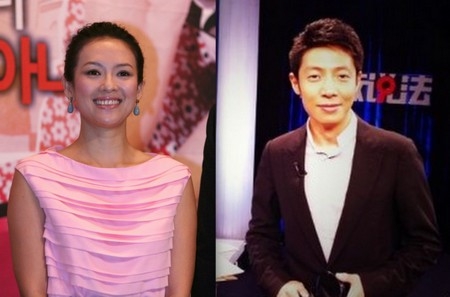 장쯔이(왼쪽)와 CCTV 유명 MC 싸베이닝.<br>스포츠서울닷컴DB, 싸베이닝 웨이보