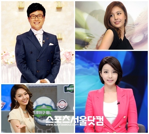 MBC 런던올림픽 중계진 명단에 이름을 올린 김성주, 박은지, 양승은, 김민아(왼쪽 위부터 시계방향)