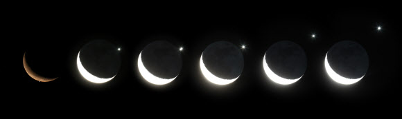 14일 새벽 2시41분부터 3시38분까지 멀리 있는 천체(금성)가 가까이 있는 천체(달) 뒤로 사라졌다가 나타나는 엄폐(俺蔽·Occultation) 현상이 관찰됐다. 연합뉴스