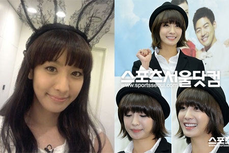 박정아의 달라진 외모에 네티즌의 관심이 집중됐다. 외모 논란에 휩싸였던 박정아 트위터 사진(왼쪽)과 11일 ‘내딸 서영이’ 제작발표회 사진 / 박정아 트위터, 스포츠서울닷컴 DB