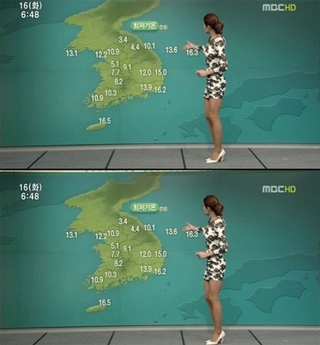 임현진 기상 캐스터가 의상 선정성 논란에 휩싸였다.<br>MBC 아침 뉴스 캡처
