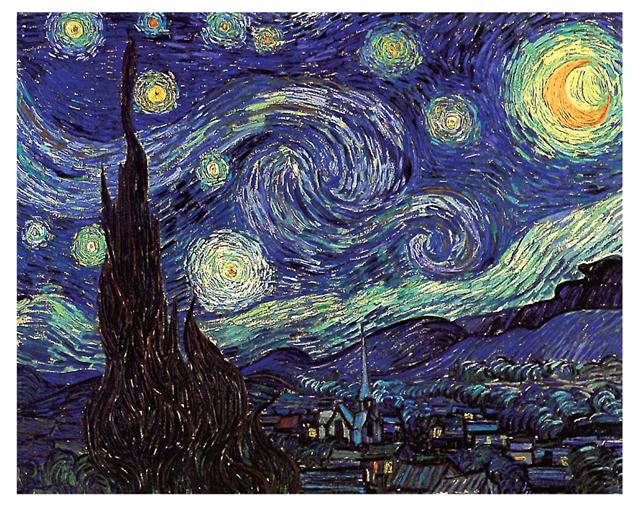 조토에 대해 잘 알고 있었던 고흐의 1889년작 ‘별이 빛나는 밤’에서 보이는 소용돌이치는 하늘은, 그의 독창적 기법이라기보다 당대 천문학에서 흔히 쓰이던 이미지였다.  모요사 제공