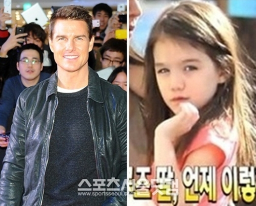 배우 톰 크루즈(왼쪽)가 딸 수리의 7번째 생일을 앞두고 700만 달러에 달하는 전용기를 선물했다.<br>스포츠서울닷컴DB, KBS2 방송화면