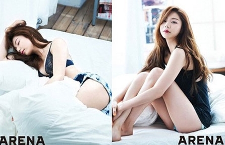 걸그룹 슈가 출신 박수진이 화보에서 늘씬한 몸매를 드러냈다. <br>아레나 제공