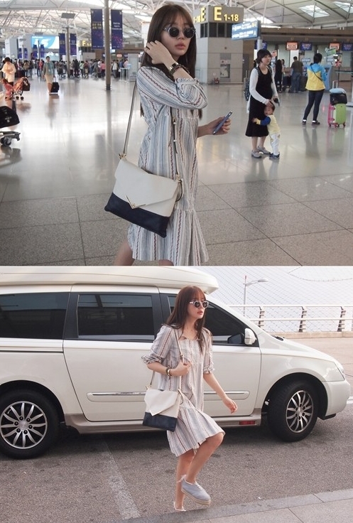 윤은혜가 태국으로 출국하기 위해 공항에 입장하고 있다.<br>제이에스티나 제공