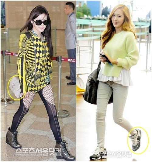 박봄(왼쪽)과 제시카가 각자의 개성을 강조한 공항패션을 연출해 관심을 끈다./스포츠서울닷컴DB