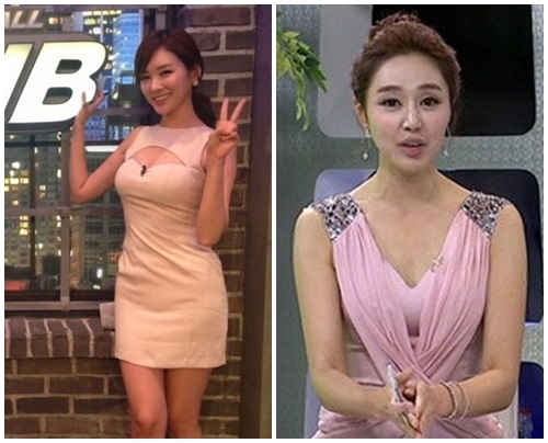 공서영 아나운서(왼쪽)와 김민아 아나운서가 연일 과감한 의상으로 네티즌들 사이에서 화제가 되고 있다.<br>XTM, MBC스포츠플러스 방송화면