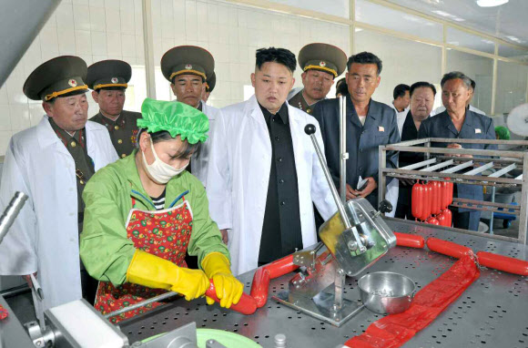 北김정은,군부대 돼지공장 시찰