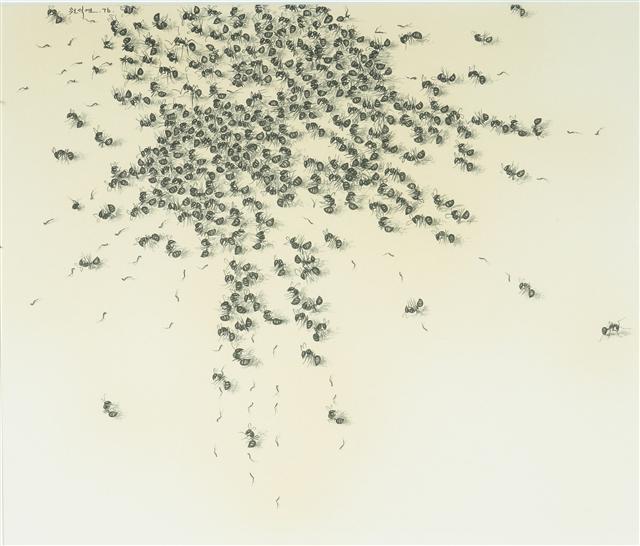 1976년에 그린 ‘개미’ 연작. 당시의 빈곤했던 사회상을 담았다.