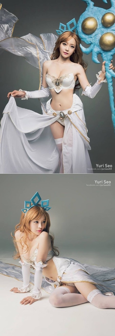 방송인 서유리가 리그오브 레전드의 ‘잔나’ 코스프레 의상을 입고 섹시한 포즈를 취하고 있다. /서유리 페이스북