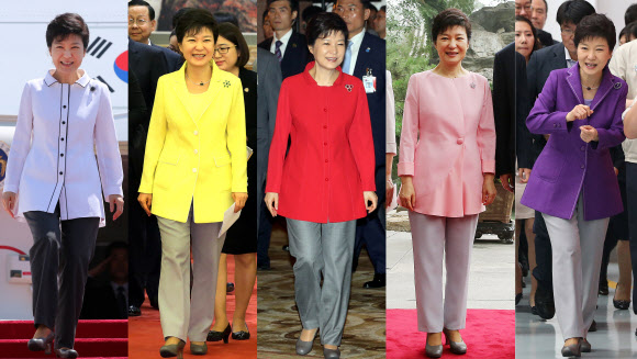 흰색에서 보라색까지 박 대통령 중국 방문 패션