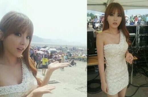 가수 홍진영이 트위터에 해운대 해수욕장에서 찍은 사진을 공개해 화제를 모으고 있다. / 홍진영 트위터