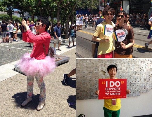 영화감독 김조광수(왼쪽)이 미국에서 열린 게이 퍼레이드 행사 참석 사진을 공개해 화제다.<br>김조광수 트위터