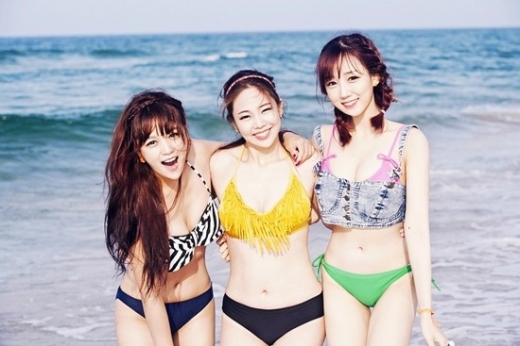 3인조 걸그룹 비키니가 멤버들의 다양한 매력이 돋보이는 수영복 화보를 공개했다.<br>비키니 공식 페이스북<br>
