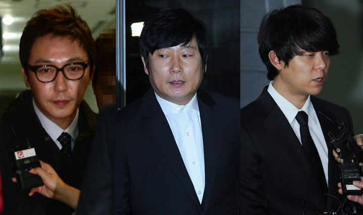 불법도박 혐의 탁재훈·이수근·토니안(왼쪽부터) 첫 공판