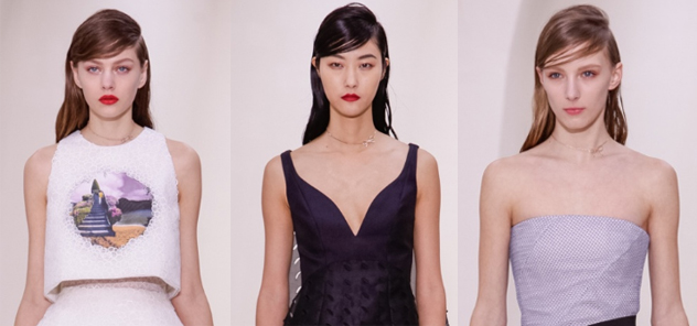 20일(현지시간) 파리에서 열린 디올 2014 S/S 오트 구뛰르 패션 컬렉션 작품을 입은 모델들이 무대 위를 걷고 있다. 디올 홈페이지(http://www.dior.com) 제공