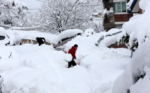 힘을 합해서 골목 제설