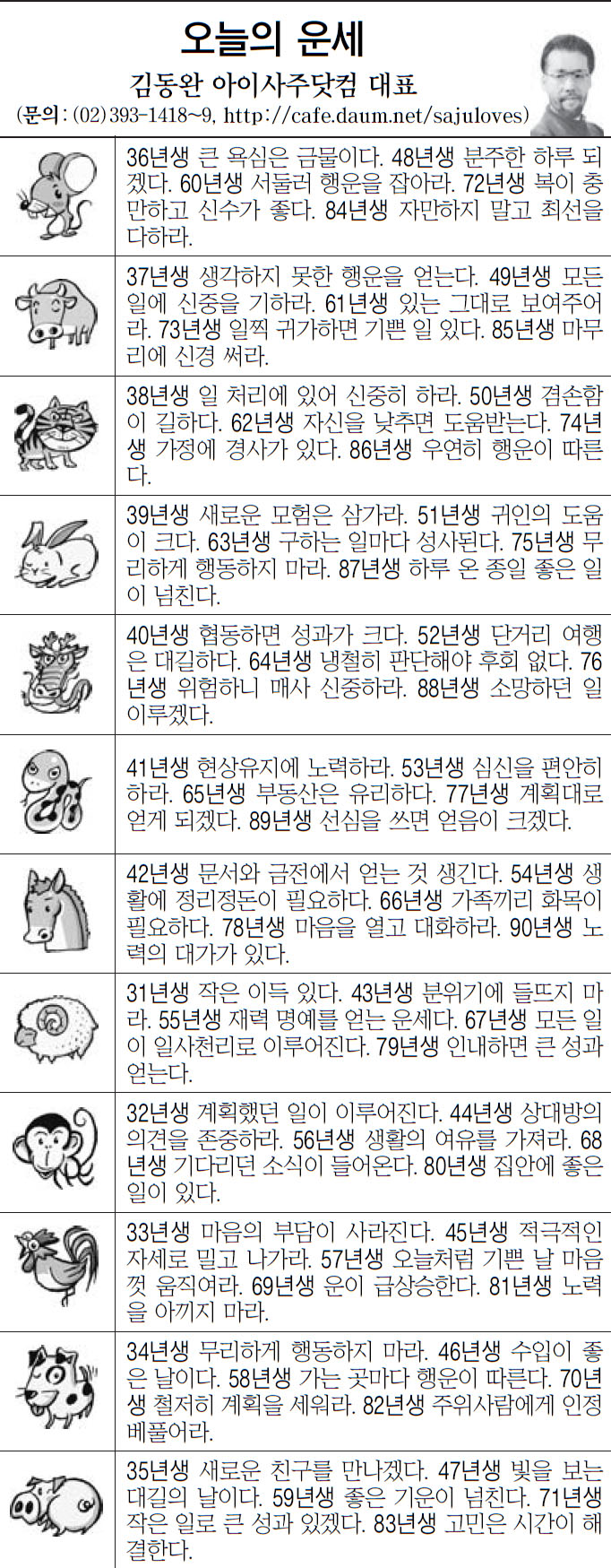 [오늘의 띠별 운세] 2014년 2월 21일 금요일 (오늘의운세)