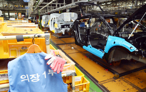 현대자동차 1공장 생산라인의 모습. 연합뉴스