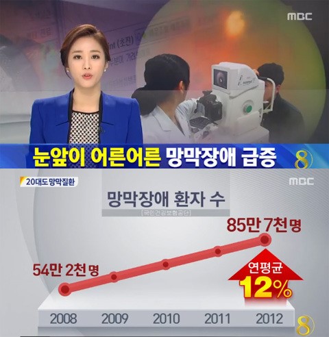 망막장애 급증. / MBC 뉴스