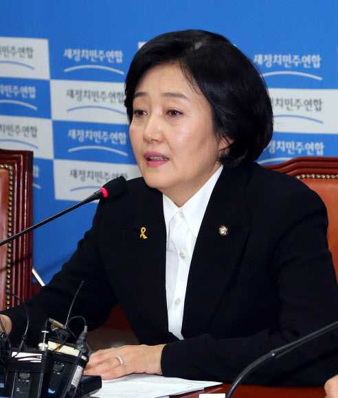 박영선 새정치민주연합 원내대표가 13일 국회에서 열린 원내대책회의에서 모두발언을 하고 있다. 연합뉴스