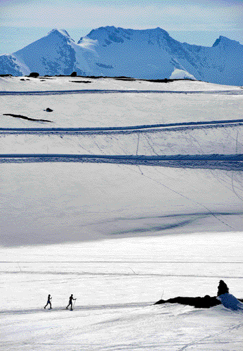 2000m급 고봉들이 사위를 둘러친 요툰헤이멘 정상 설원에서 젊은 남녀가 겉옷을 훌훌 벗어 던진 채 노르딕 스키를 즐기고 있다. 렌터카를 이용해 노르웨이 구석구석을 돌다 보면 이처럼 생경한 풍경들과 자주 조우한다.