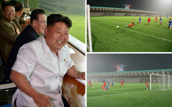 北 김정은, 인천 AG 참가할 남자축구 대표팀 검열경기 관람