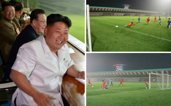 김정은 北축구대표팀 경기 보며 파안대소