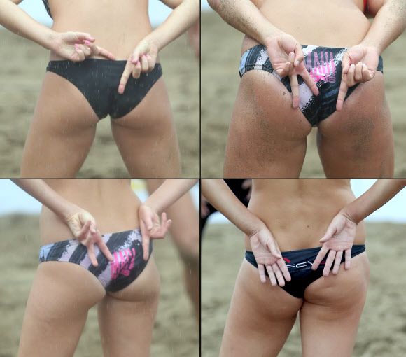 비치발리볼 선수들의 다양한 사인