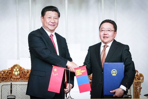 시진핑 중국 국가주석과 차히야 엘벡도르지 몽골 대통령 정상회담 ⓒ AFPBBNews=News1
