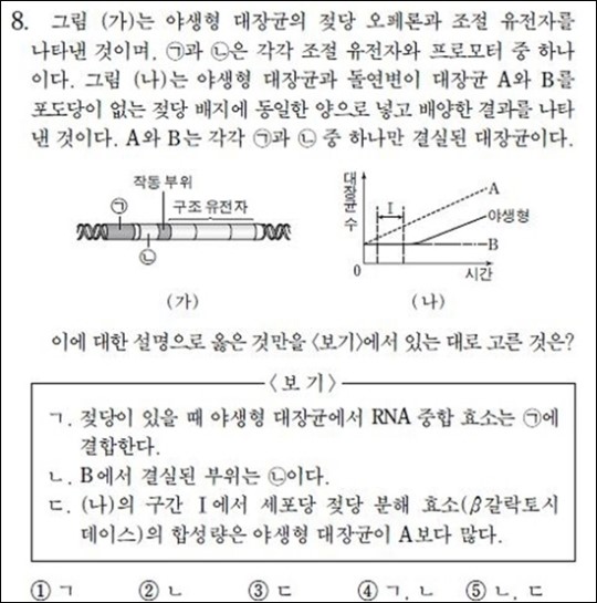 생명과학2 8번 복수정답 가능성